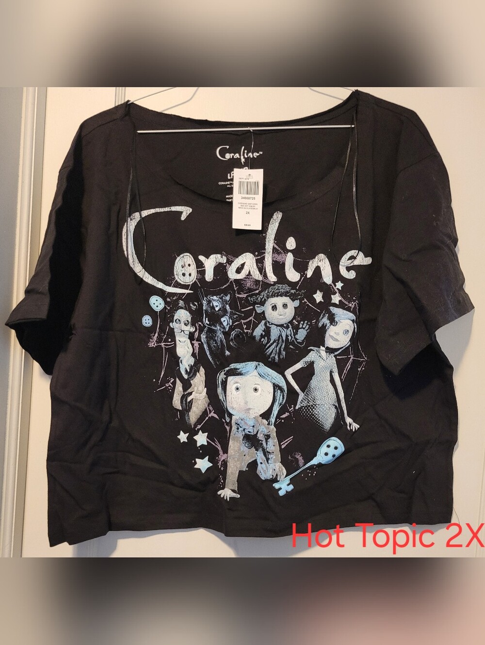 Hot Topic Black Coraline Graphic Short Sleeve Tee